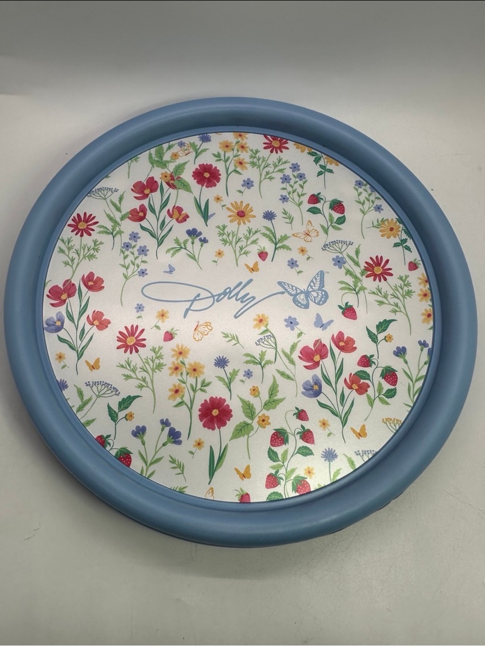 Dolly Floral Strawberry Round Lazy Susan turntable 9" New